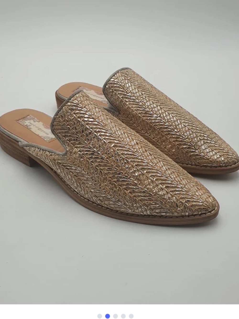Band of Gypsies Metallic Woven Mule Slides in Gold